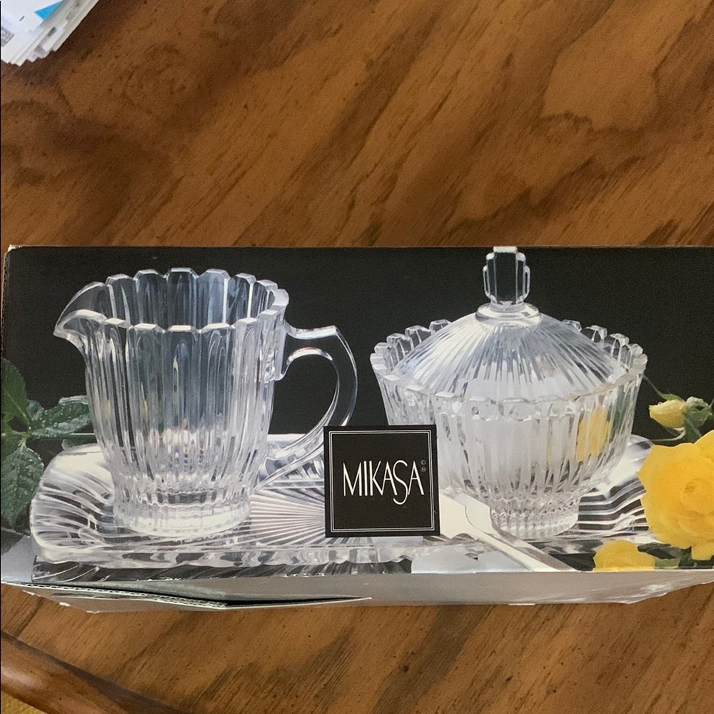 Mikasa Crystal Creamer and Sugar Set